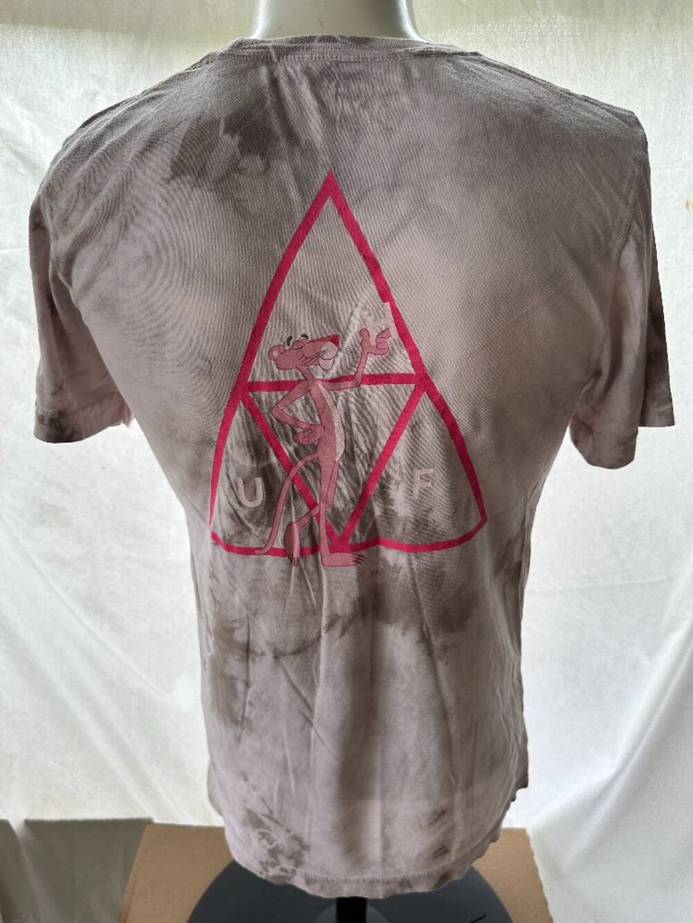 HUF x Pink Panther Men's Pink Gray Tye Dye T Shirt Size Small
